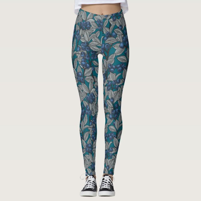 Blueberry garden, blue and gray leggings (Front)