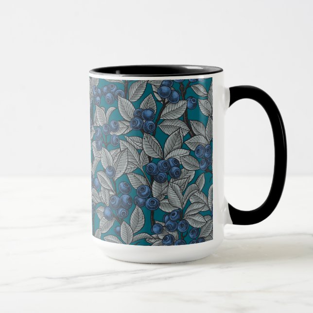 Blueberry garden, blue and gray mug (Right)