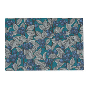 Blueberry garden, blue and gray placemat