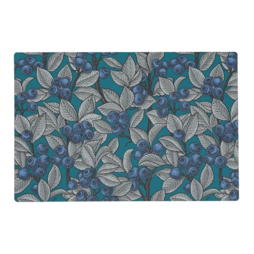 Blueberry garden blue and gray placemat