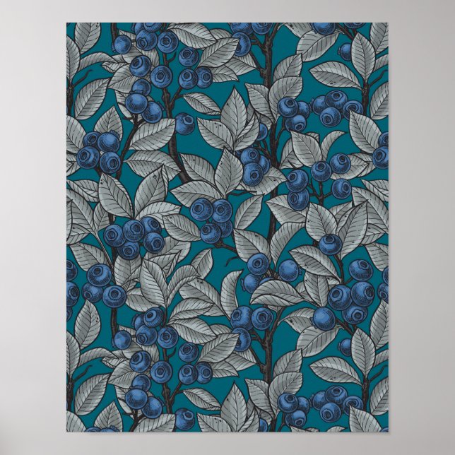 Blueberry garden, blue and gray poster (Front)