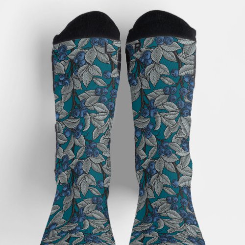 Blueberry garden blue and gray  socks