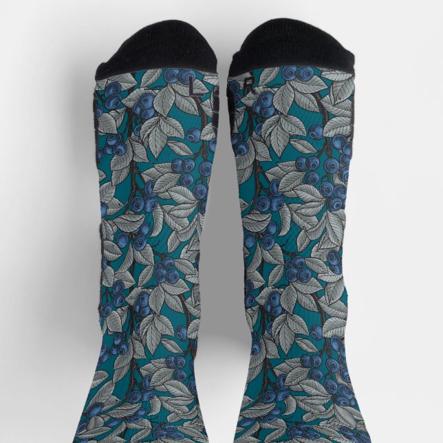 Blueberry garden, blue and gray  socks (Top)
