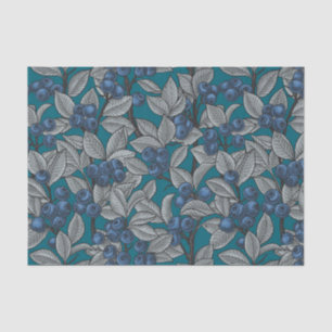 Blueberry garden, blue and gray tissue paper
