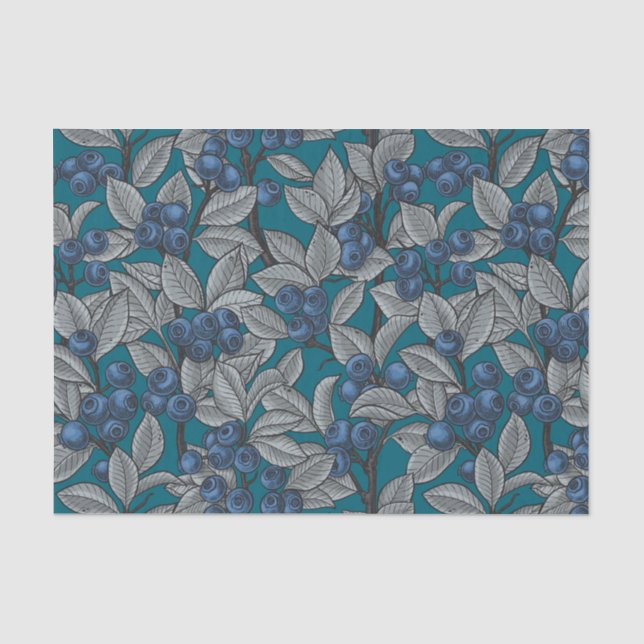 Blueberry garden, blue and gray tissue paper (Front)