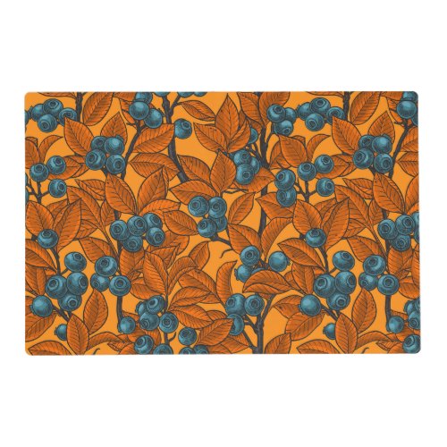 Blueberry garden blue and orange placemat