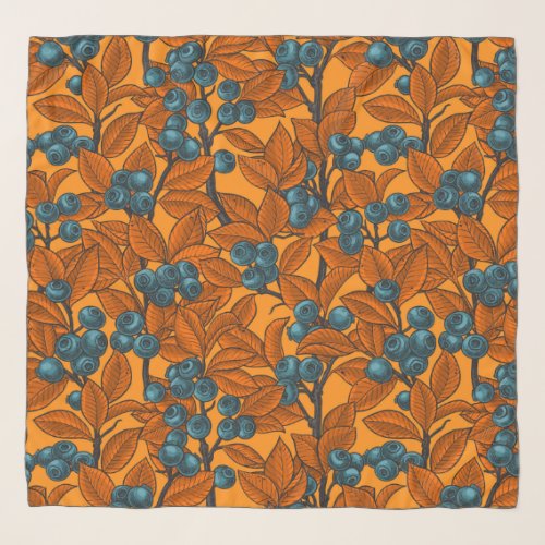 Blueberry garden blue and orange scarf