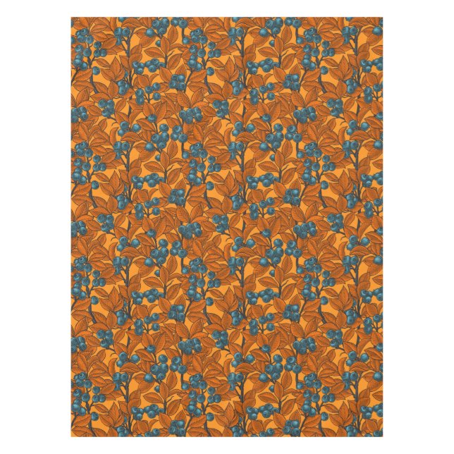 Blueberry garden, blue and orange tablecloth (Front)