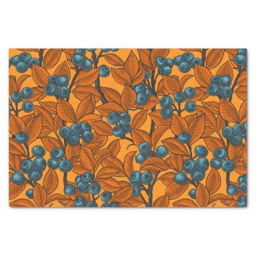 Blueberry garden blue and orange tissue paper