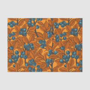 Blueberry garden, blue and orange tissue paper