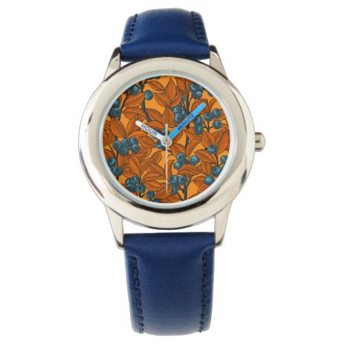 Blueberry garden blue and orange watch
