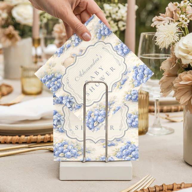 Blueberry Garden Teddy Toile Baby Shower Napkins (Creator Uploaded)