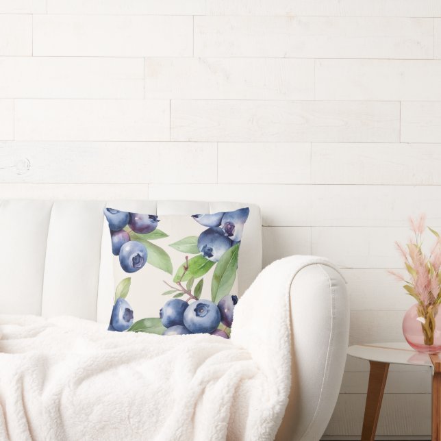 Blueberry Garden Throw Pillow (Couch)