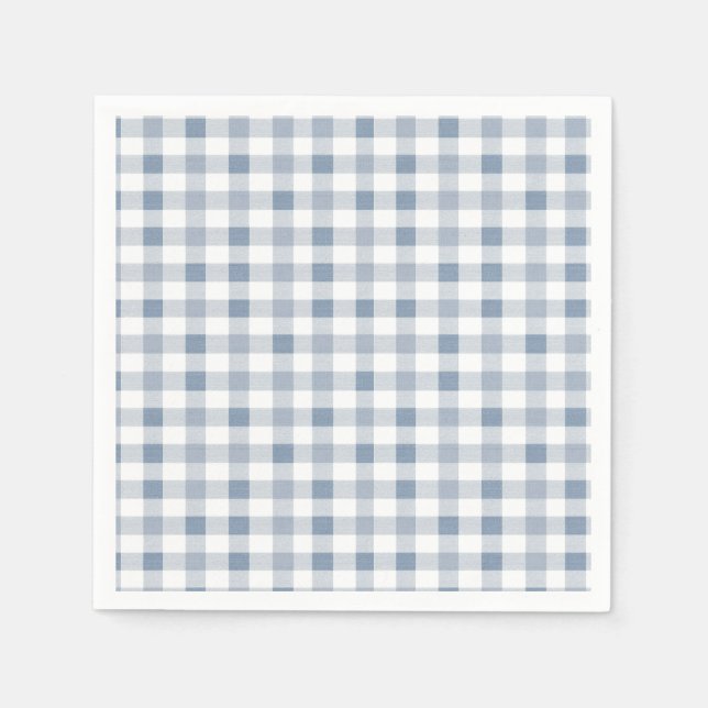 Blueberry Gingham Pattern Baby Shower  Napkins (Front)