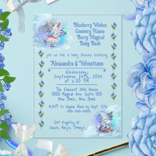 Blueberry Gnomes Baby Shower Acrylic Invitation