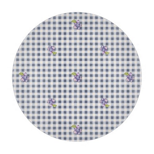 Blueberry Gray Blue Gingham Cutting Board