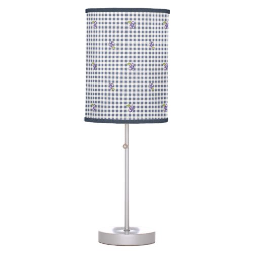 Blueberry Gray Blue Gingham Table Lamp