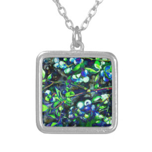 Blueberry - green hue silver plated necklace
