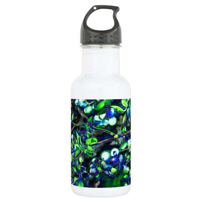 Blueberry - green hue stainless steel water bottle (Front)