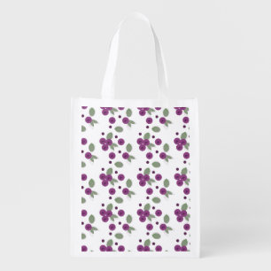 Blueberry Greenery fruit and dots pattern Grocery Bag