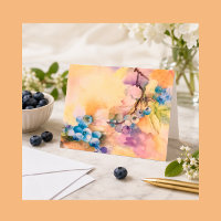 Blueberry Greeting Card | Hand-Painted Watercolor 