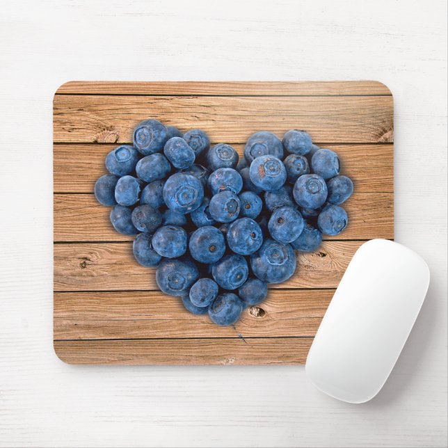 Blueberry Heart Mouse Pad (With Mouse)