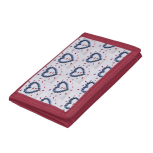 Blueberry hearts tri-fold wallet