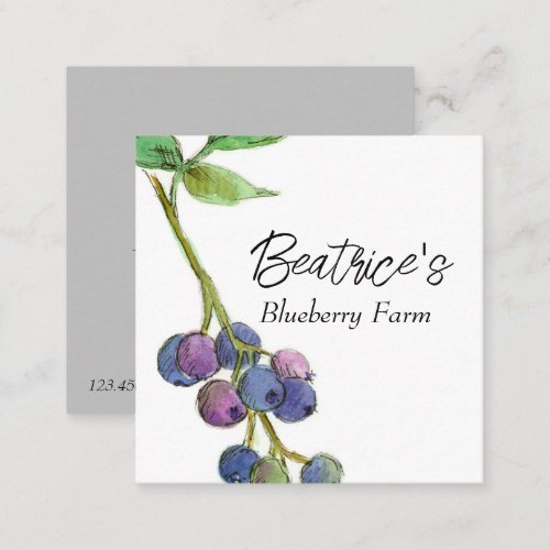Blueberry Hobby Fruit Farm Business  Square Business Card