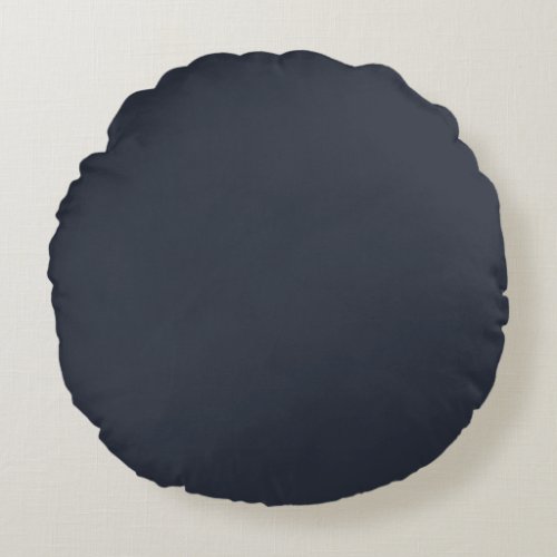 Blueberry Indigo Solid Color Print Blue Black Round Pillow