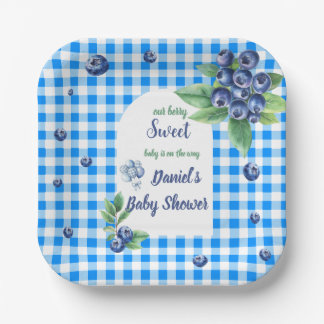 Blueberry Invitation to Baby Shower Paper Plates