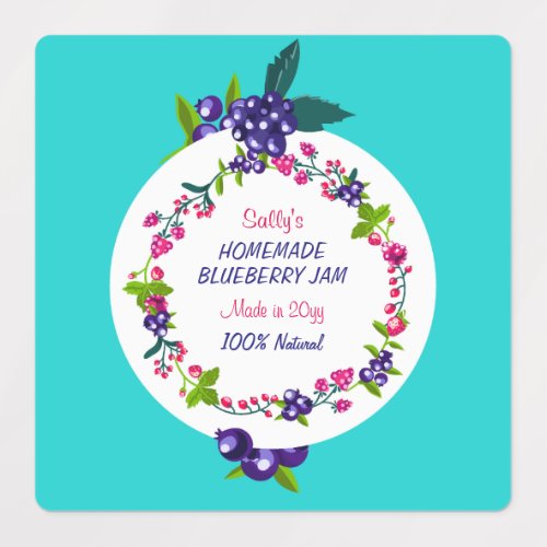 Blueberry Jam DIY Canning Food Label