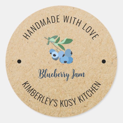 Blueberry Jam Handmade with Love Kraft Classic Round Sticker