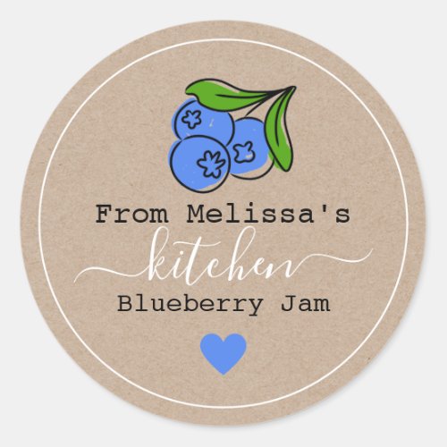 Blueberry Jam Homemade From The Kitchen Of Kraft   Classic Round Sticker