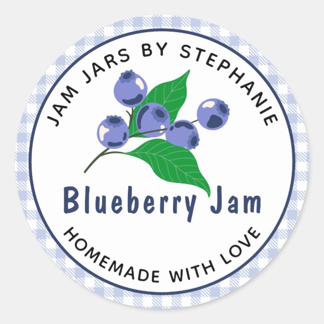 Blueberry Jam Homemade with Love Canning Label (Front)