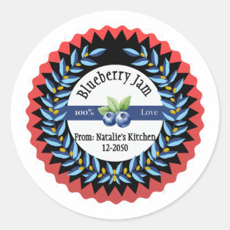 Blueberry Jam Made With Love Modern Blue Round Sti Classic Round Sticker