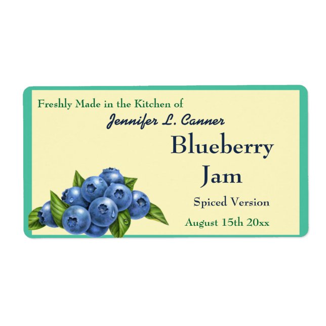 Blueberry Jam or Preserves Fruit Canning Jar Label (Front)