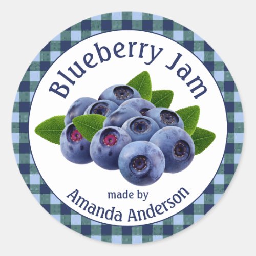Blueberry Jam Plaid 15 Circle Food Label