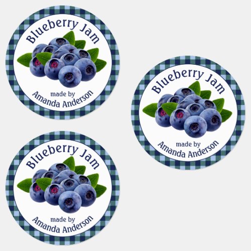 Blueberry Jam Plaid Circle Food Label