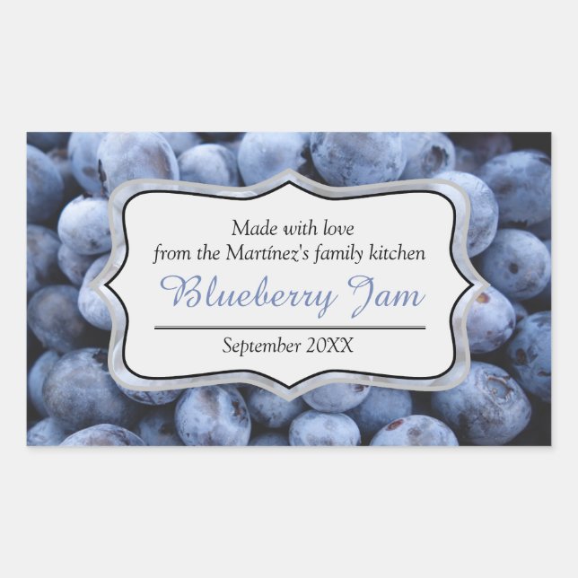 Blueberry jam preserve blue label sticker (Front)