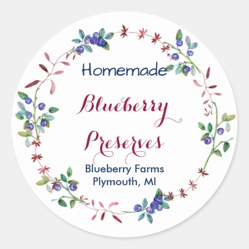 Blueberry Jam Preserves Canning Label
