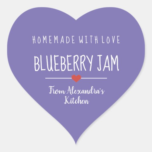 Blueberry jam purple homemade with love  heart sticker