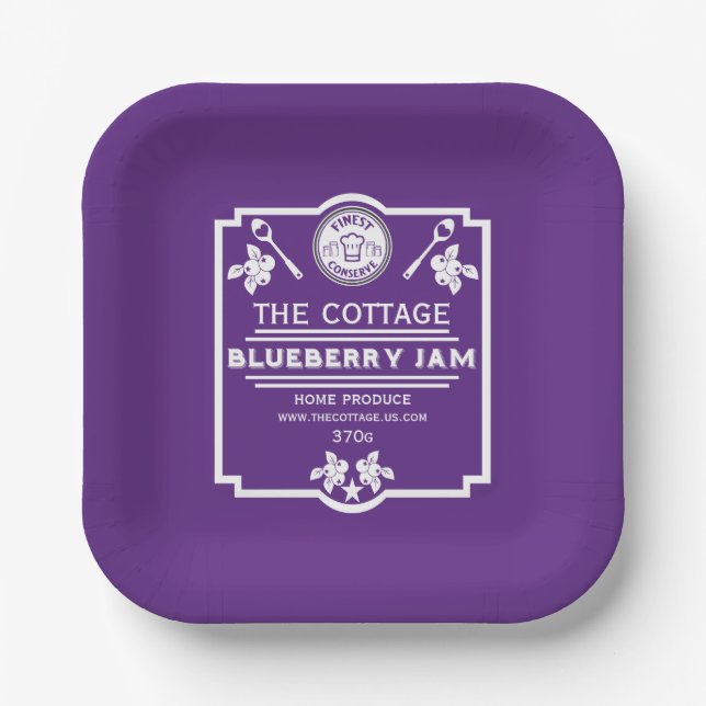 Blueberry Jam Seller Paper Plates (Front)