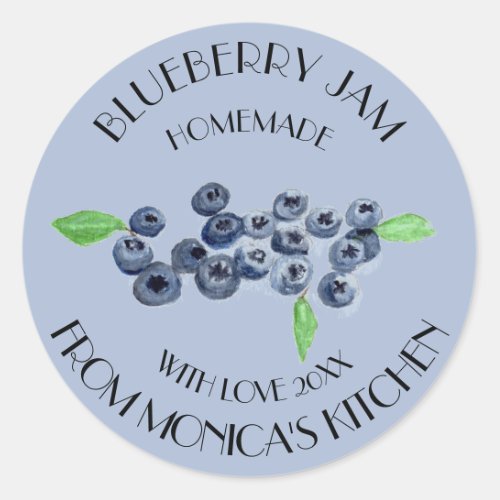 Blueberry Jam Watercolor Fruit Kitchen Label