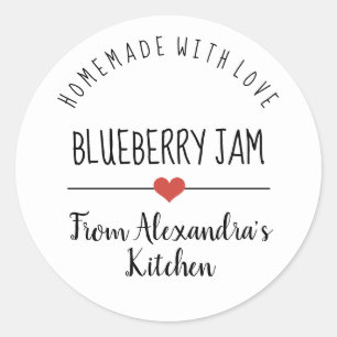 Blueberry jam white homemade with love classic round sticker