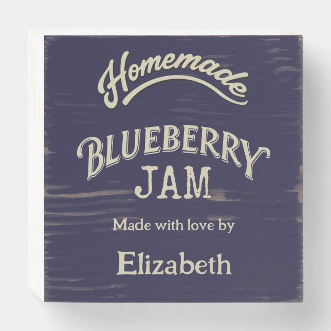 Blueberry Jam Wooden Box Sign (Front Horizontal)