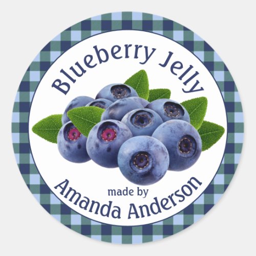 Blueberry Jelly Plaid 15 Circle Food Label