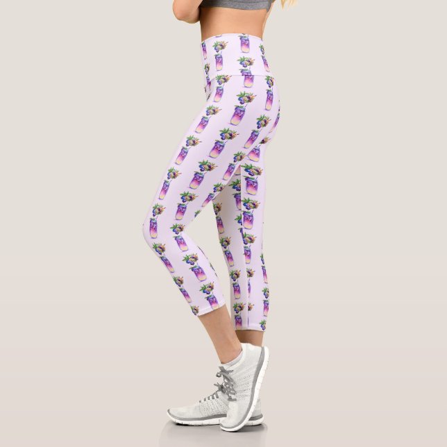 Blueberry Juice Cool Drink Capri Leggings (Left)