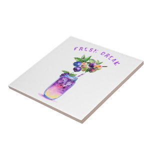Blueberry Juice Cool Drink Fruits Ceramic Tile