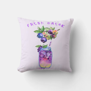 Blueberry Juice Cool Drink Fruits Throw Pillow