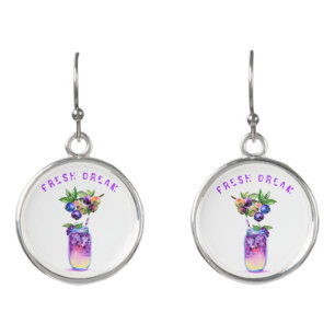Blueberry Juice Cool Drink Party Earrings